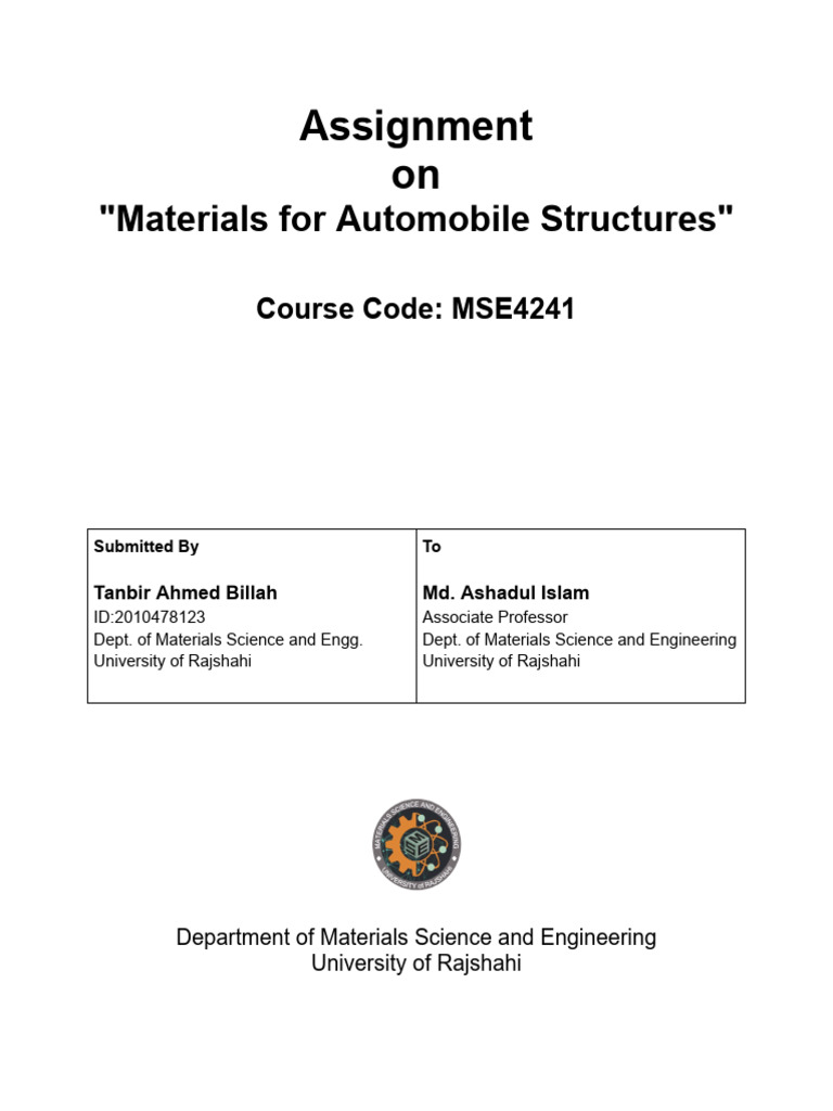 Materials for Automobile Structures | PDF | Steel | Secondary Sector Of ...