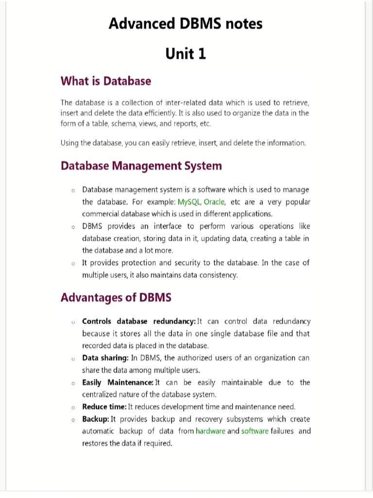 ADBMS Unit 1 | PDF