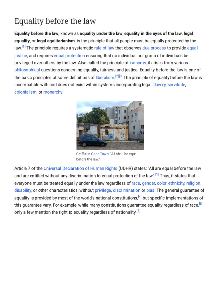 Equality Before the Law Explained | PDF | Justice | Crime & Violence
