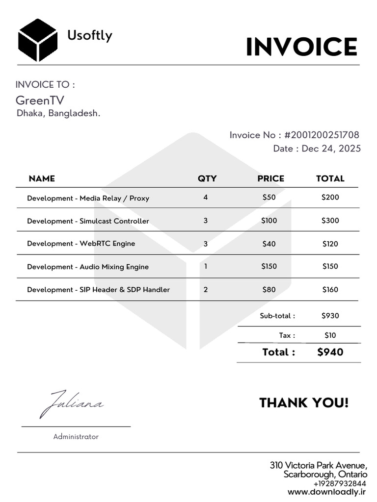 Invoice for Media Development Services | PDF