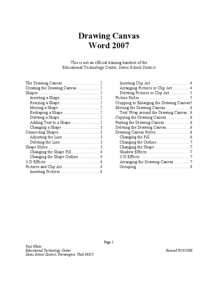 Drawing Canvas in Word 2007 Guide | PDF | Drawing | Computer Keyboard