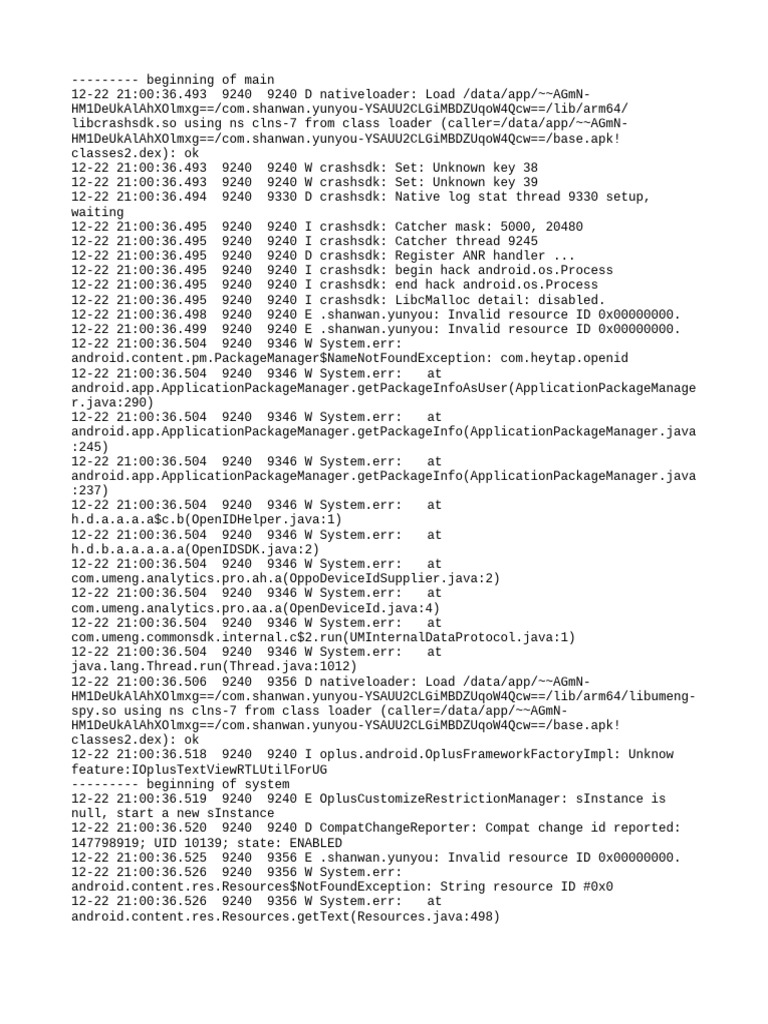 Com - Shanwan.yunyou Logcat | PDF | Java (Programming Language) | Computing