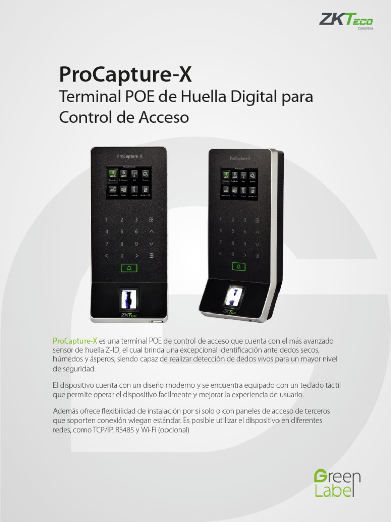 Terminal POE ProCapture-X para Control de Acceso | PDF | Wifi ...