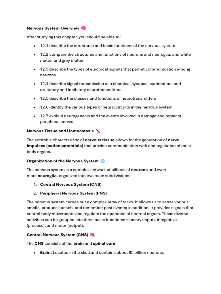 Nervous System ? | PDF | Inhibitory Postsynaptic Potential | Action ...