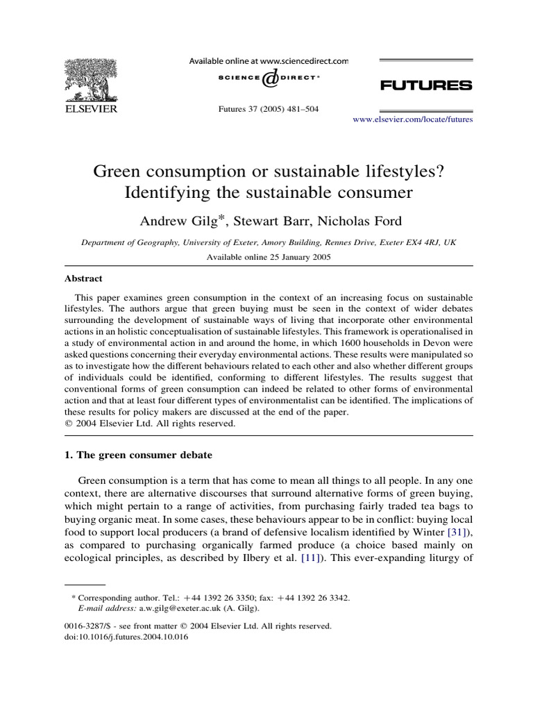 Green Consumption or Sustainable Lifesty | PDF | Sustainability | Value ...