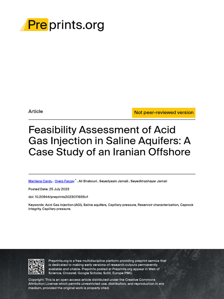 Acid Gas Injection Feasibility in Iran | PDF | Petroleum Reservoir ...