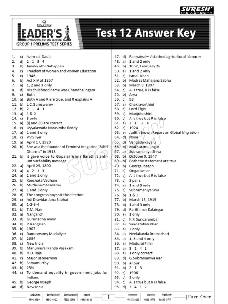 Leaders Test 12 Answer Key | PDF