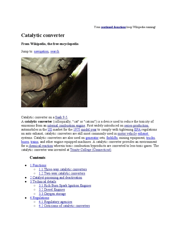 Catalytic Converter Wikipedia, The Free Encyclopedia PDF Exhaust