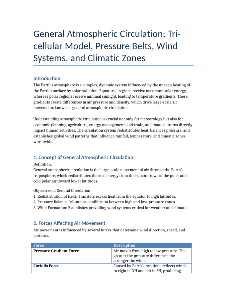 General Atmospheric Circulation Overview | PDF | Atmospheric ...