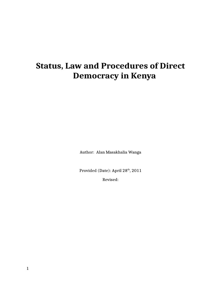 Direct Democracy in Kenya: Status and Law | PDF | Constitutional ...