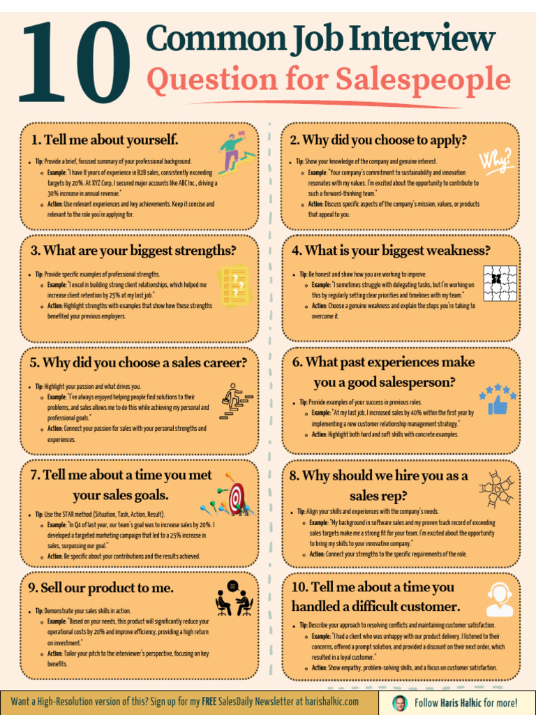 Top Sales Interview Questions & Tips | PDF | Sales | Business