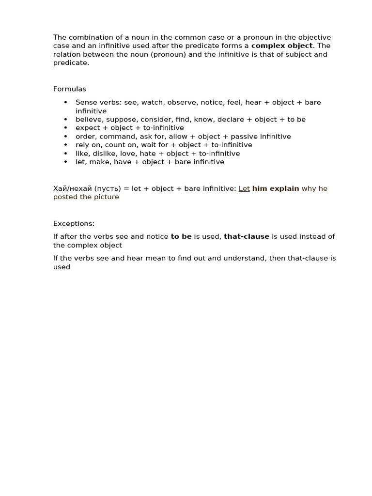 Understanding Complex Objects in English | PDF