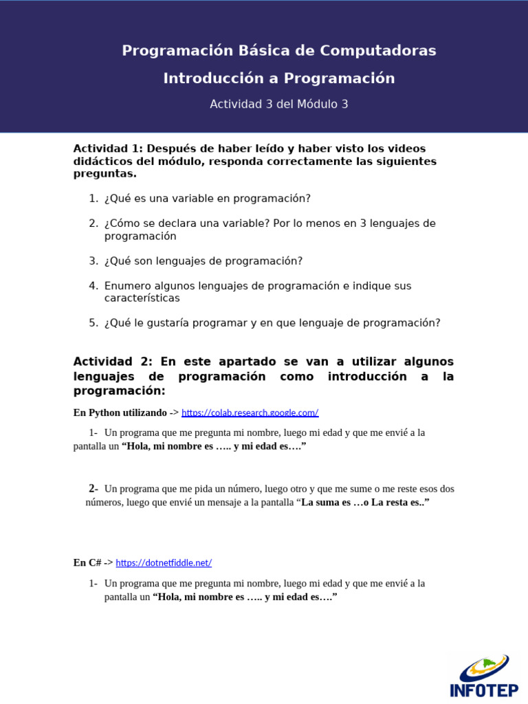Actividad 3 - Módulo 3 | PDF
