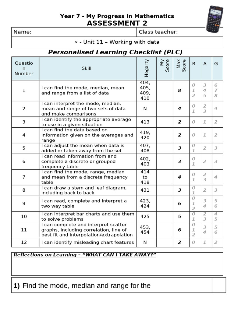 Year 7 Mathematics Progress Report | PDF