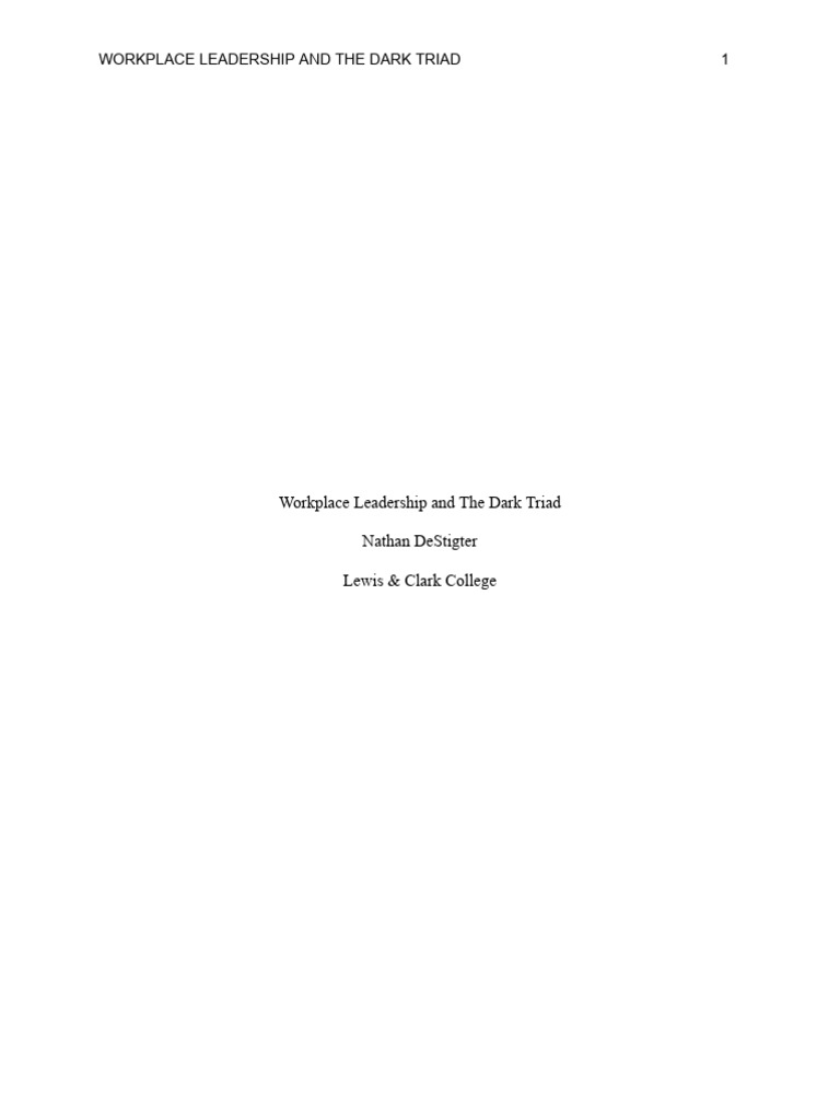 Dark Triad's Impact on Workplace Leadership | PDF | Dark Triad | Narcissism