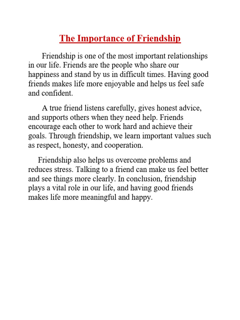 The Vital Role of Friendship | PDF