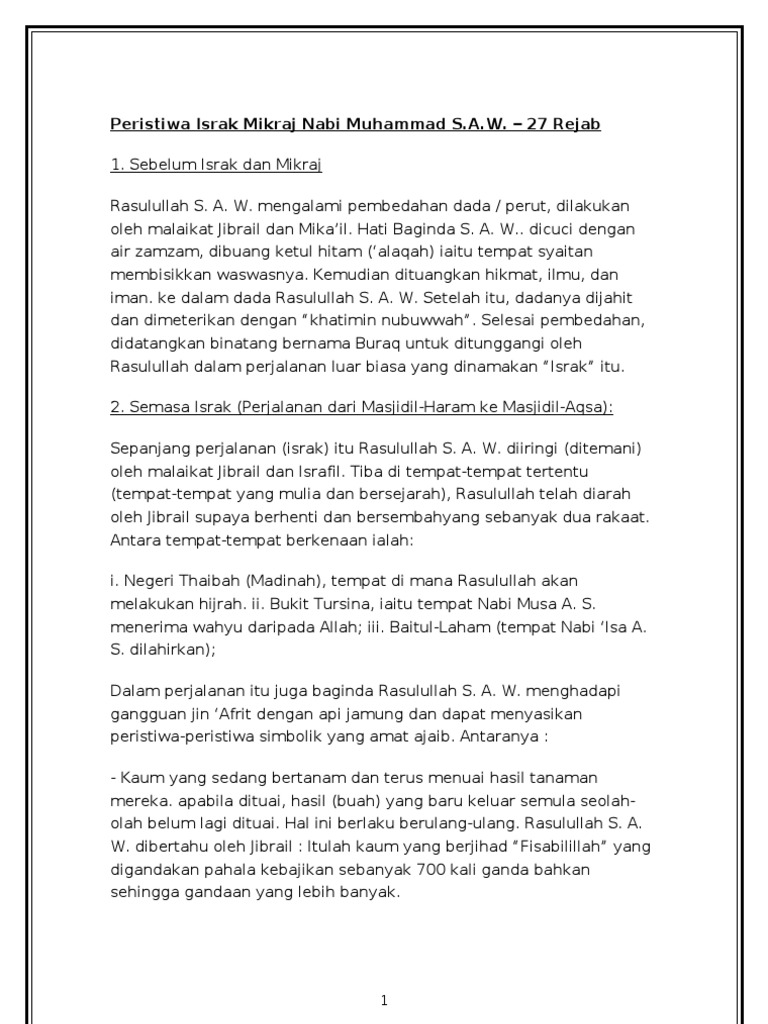 Peristiwa Israk Mikraj Nabi Muhammad S Pdf