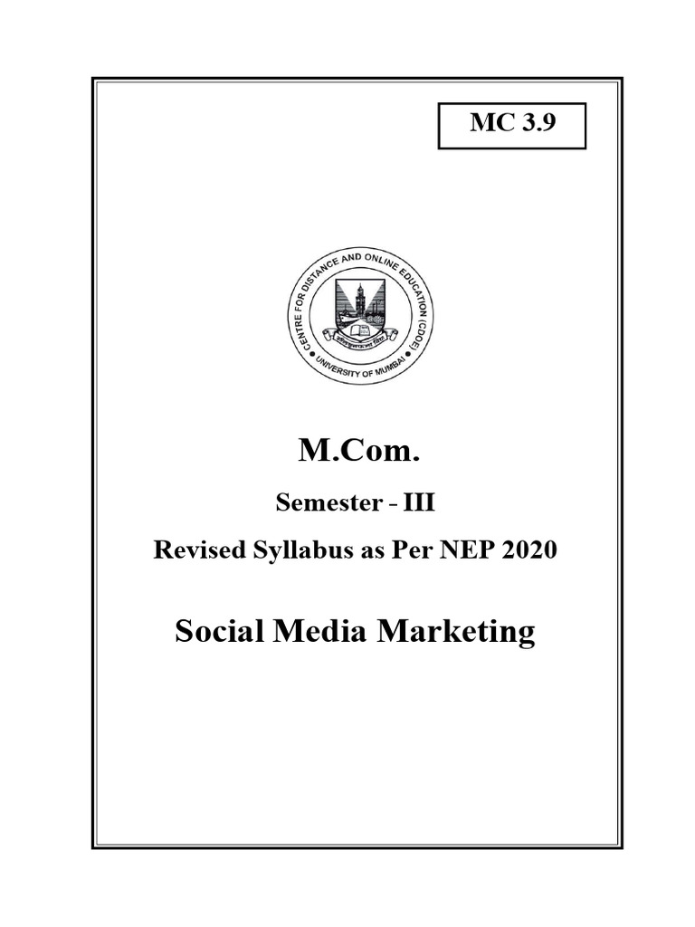 M.Com Social Media Marketing Syllabus | PDF | Social Media | Popular ...