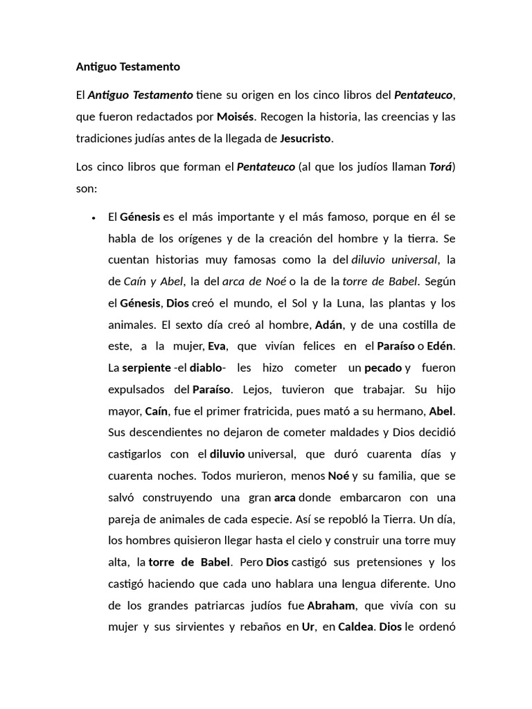 Historia y libros del Antiguo Testamento | PDF | Moisés | Libro del éxodo