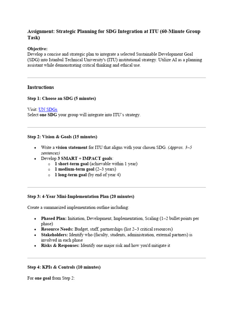 Strategic SDG Integration Plan for ITU | PDF