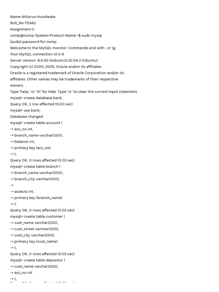 MySQL Database Creation and Queries | PDF | My Sql | Information Retrieval