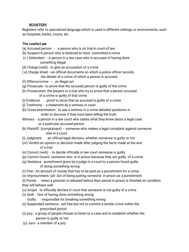 Specialized Language Registers Explained | PDF | Surgery | Witness