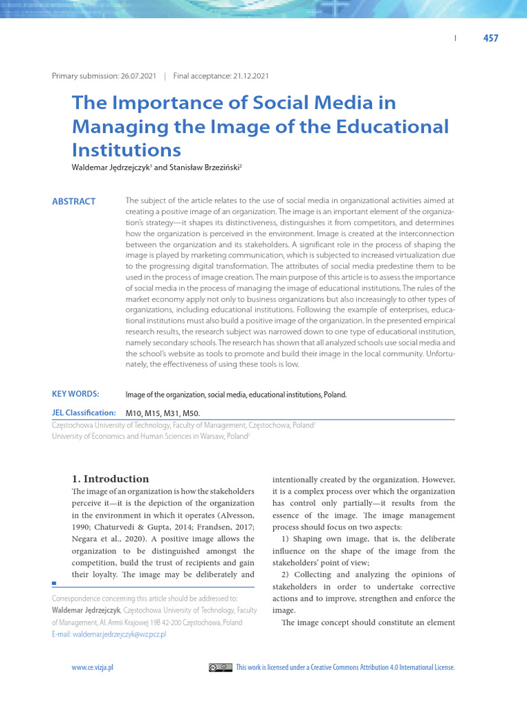 Social Media's Role in School Image Management | PDF | Social Media ...