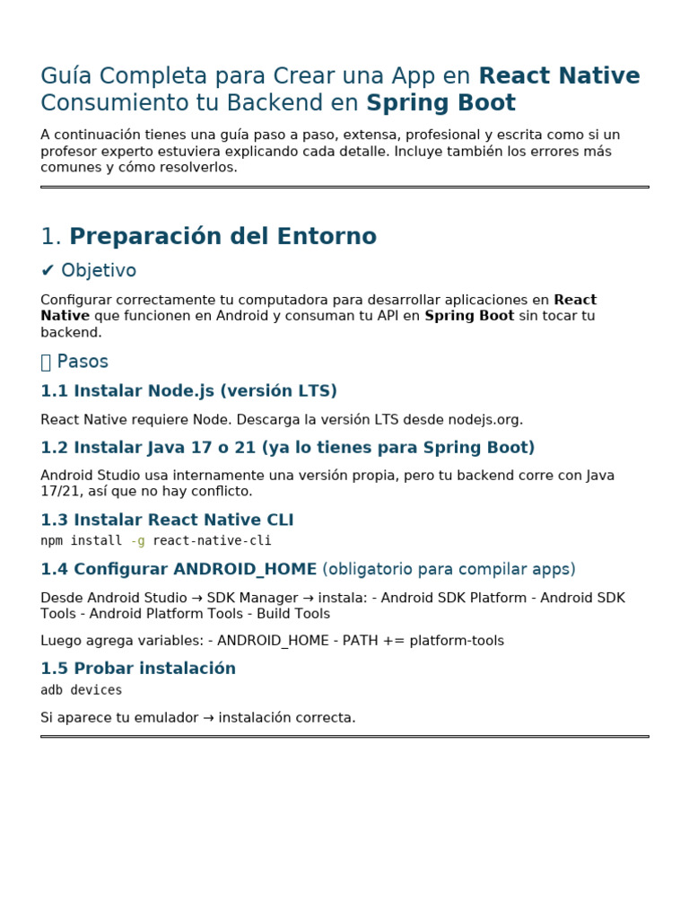 Crear App React Native con Spring Boot | PDF | Aplicación movil ...