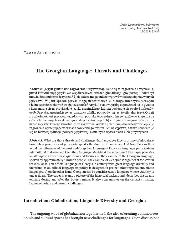 Georgian Language: Current Threats | PDF | Georgia (Country) | Russian ...
