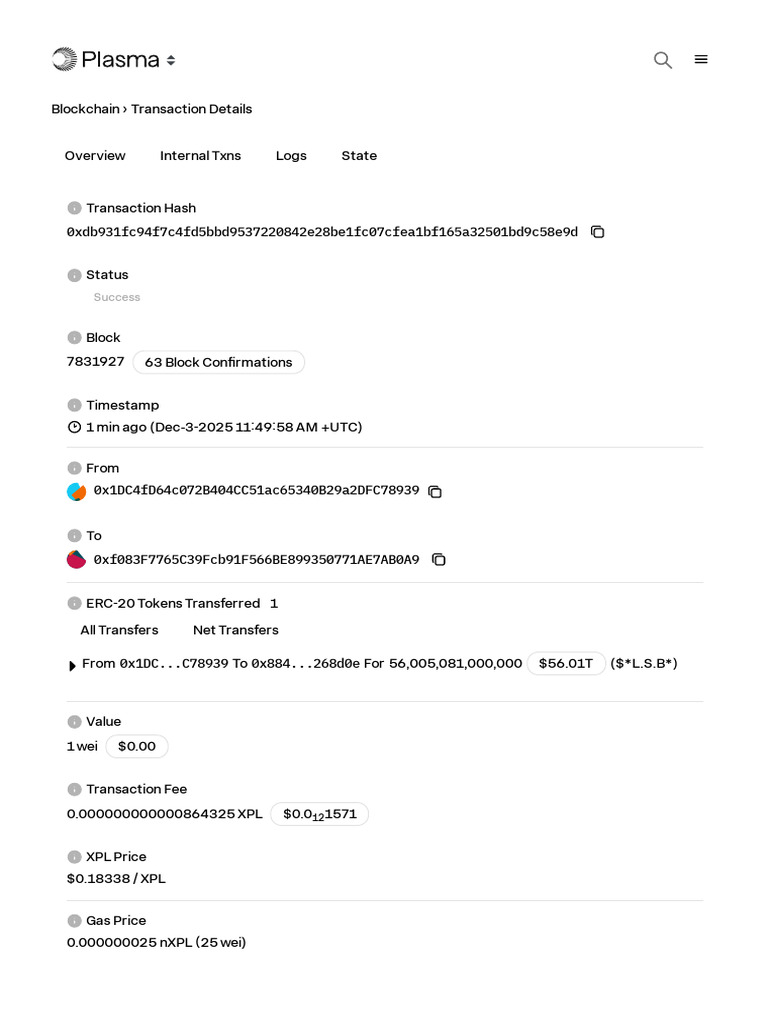 Plasma Transaction Details Overview | PDF