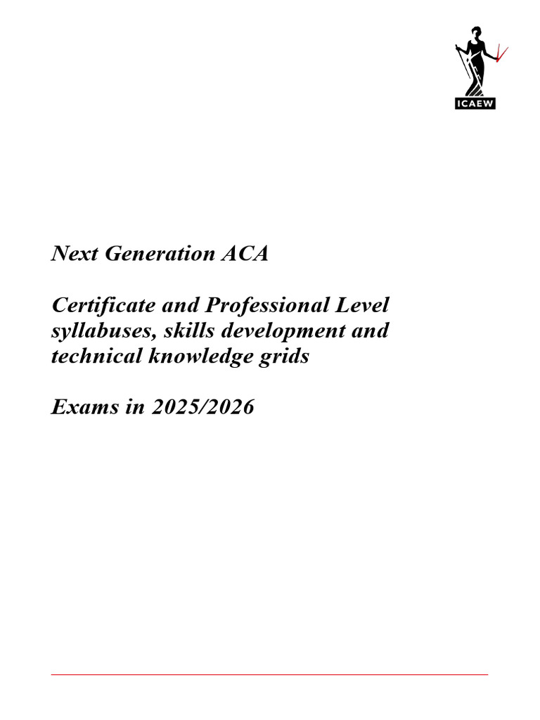 Next Generation ACA Syllabus Overview | PDF | Internal Control | Accounting