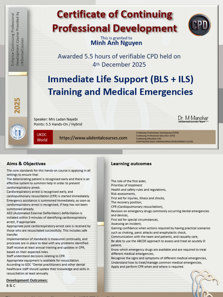 BLS & ILS Training for Dental Professionals | PDF | Cardiopulmonary ...