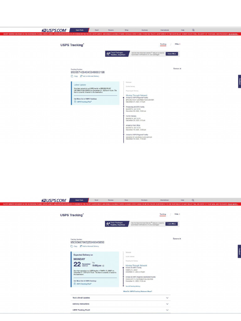 Delivery Proof Via USPS | PDF