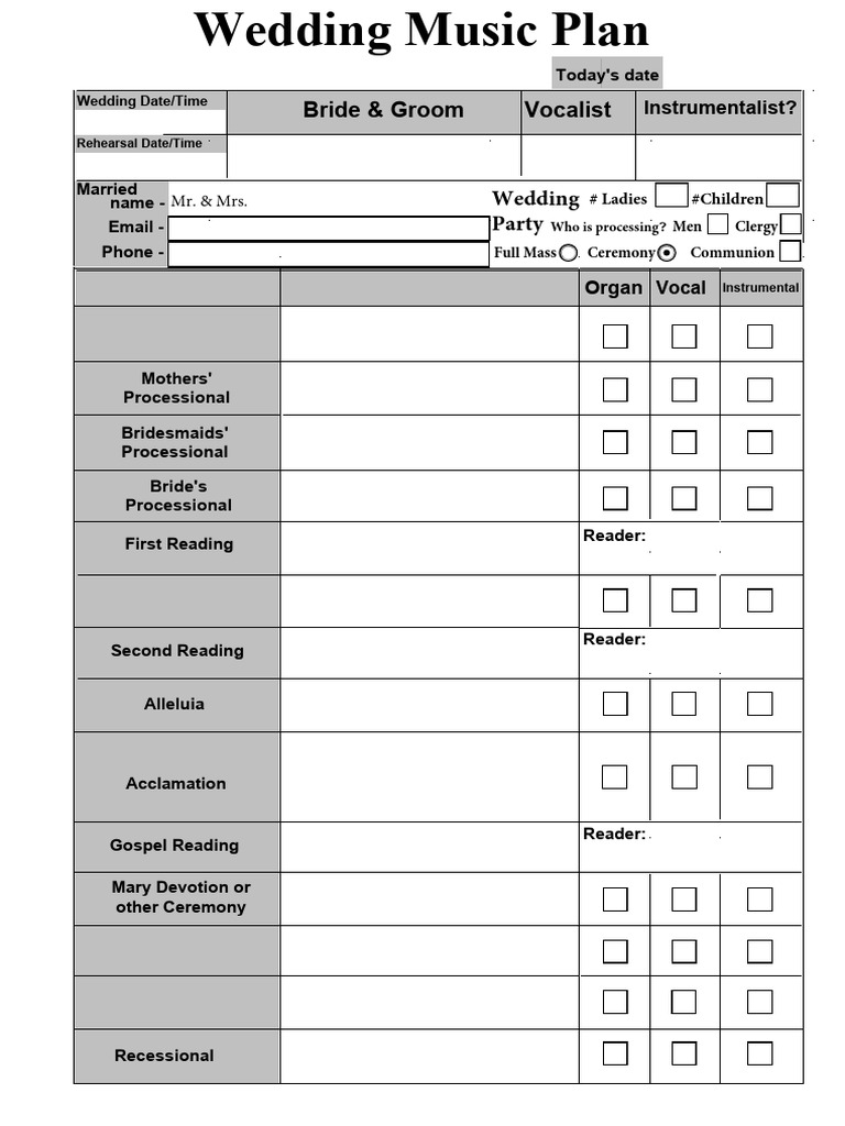 Wedding Music Planning Checklist | PDF
