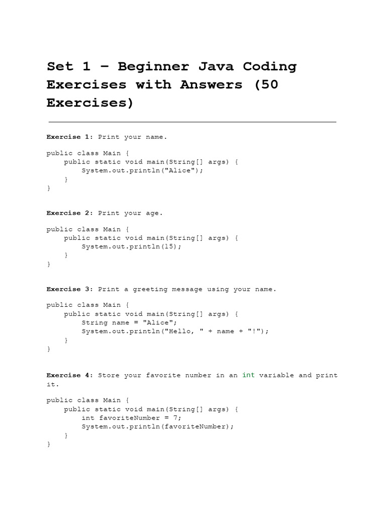 Beginner Java Exercises with Solutions | PDF | Area | Computer Engineering