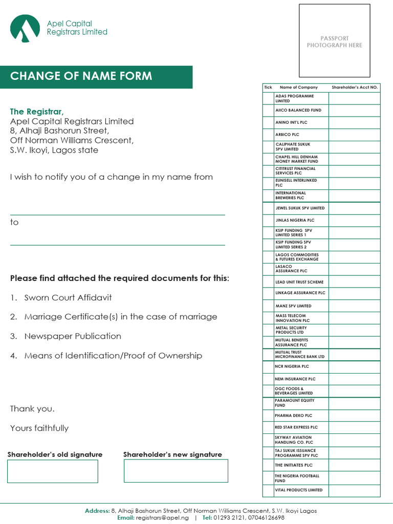 Change of Name 2 | PDF