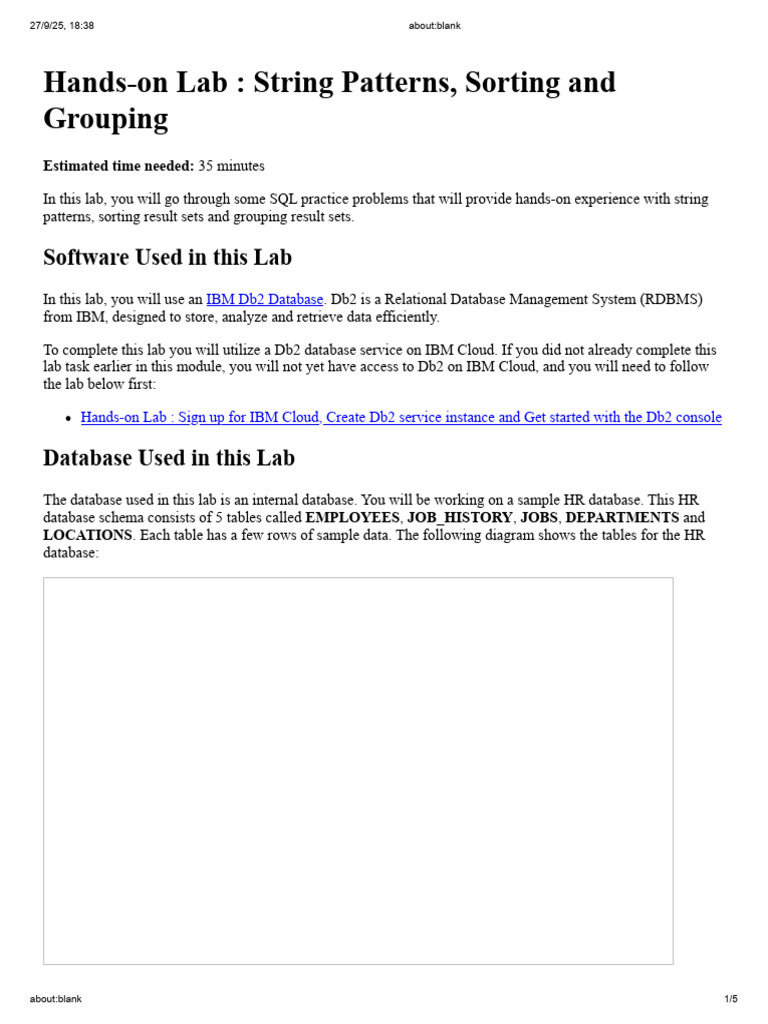 SQL Lab: String Patterns & Sorting | PDF | Ibm Db2 | Databases