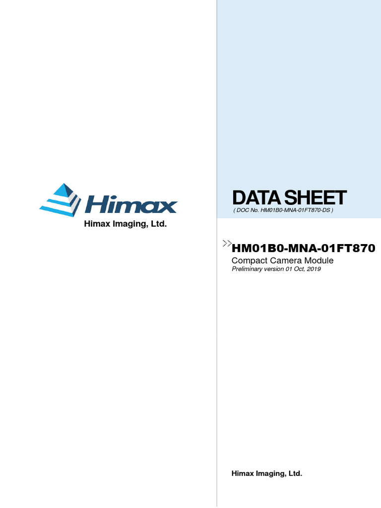 Himax HM01B0 Compact Camera Module Data Sheet | PDF | Camera ...
