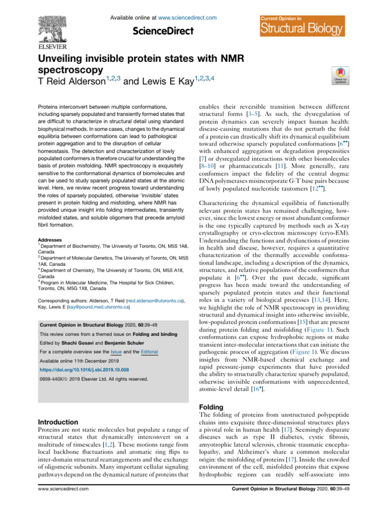 Unveiling Invisible Protein States With NMR Spectroscopy 1763146817 ...
