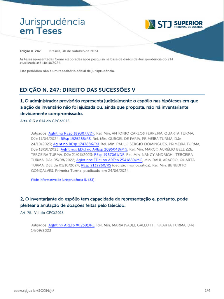 Tese Stj 247 - Sucessoes | PDF