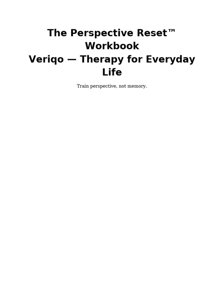 Perspective Reset Workbook Guide | PDF