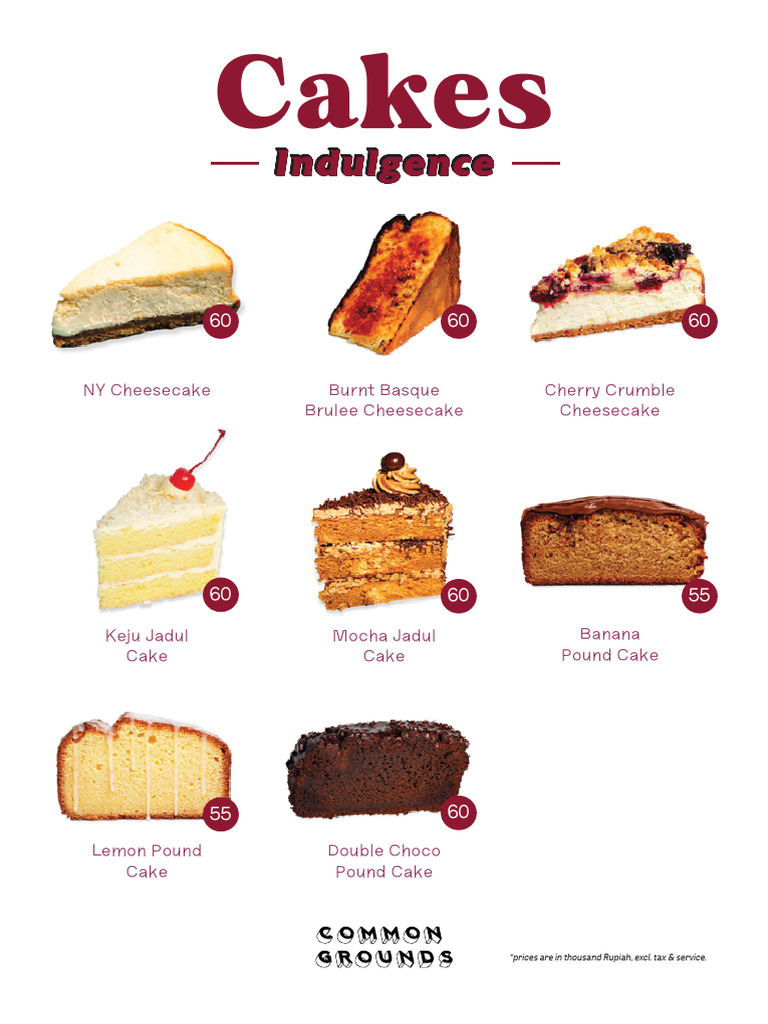 Delicious Cakes and Prices in Rupiah | PDF