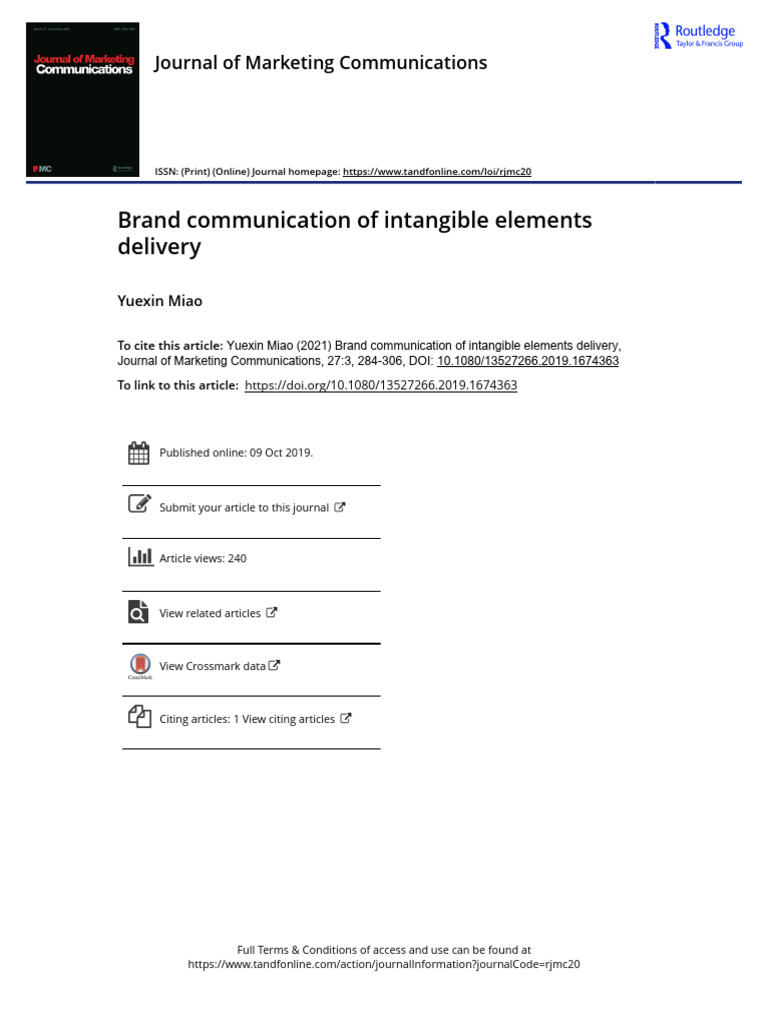 Brand Communication of Intangible Elements | PDF | Brand | Marketing