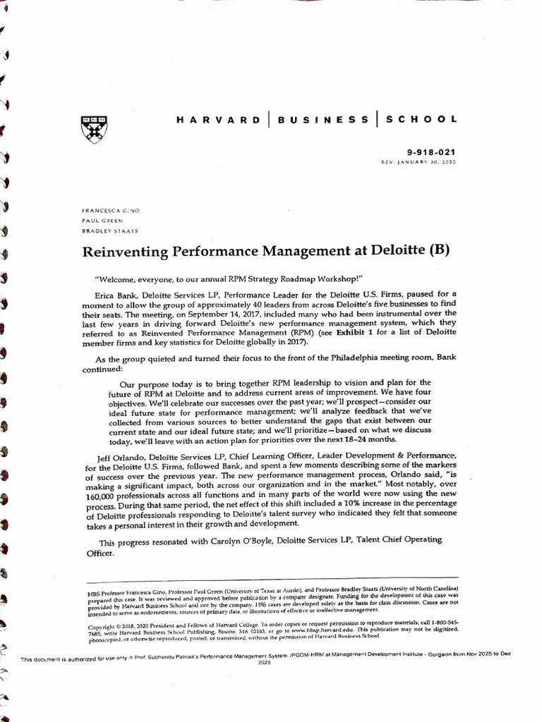 Reinventing Performance Management at Deloitte (B) | PDF