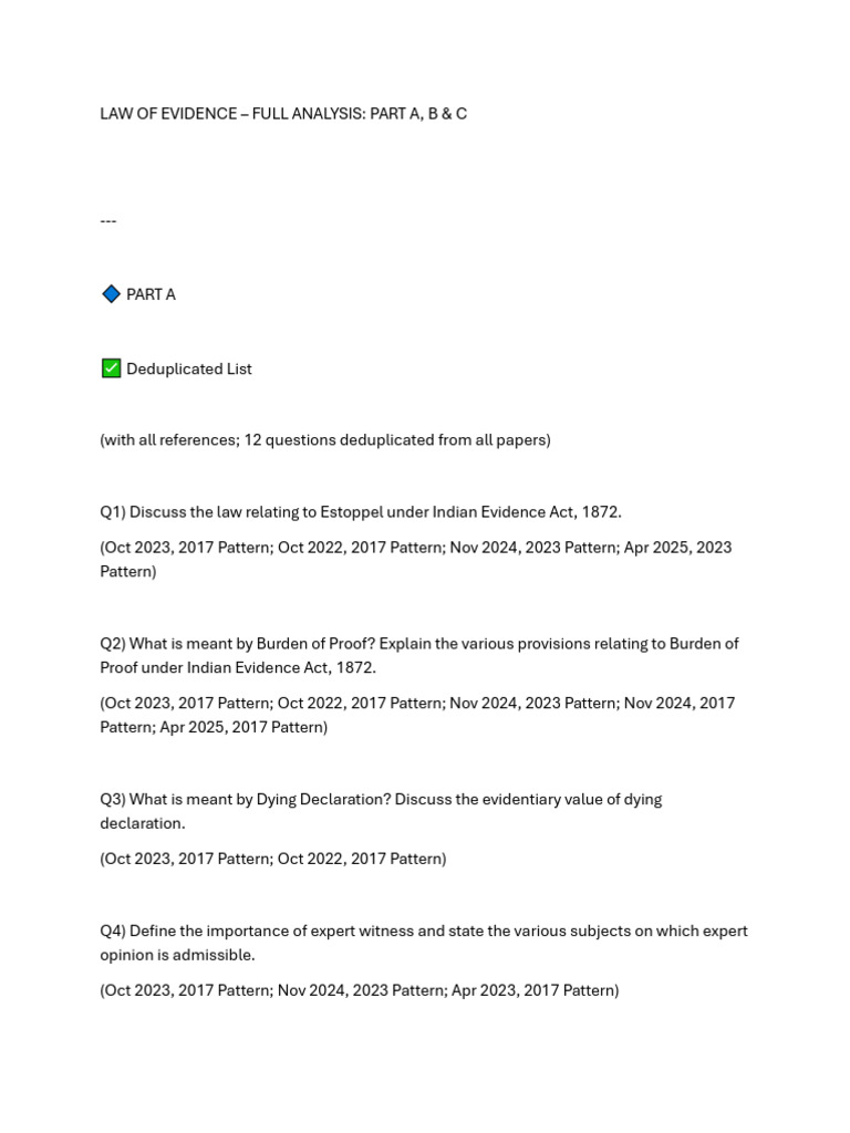 Comprehensive Analysis of Indian Evidence Law | PDF | Evidence (Law ...