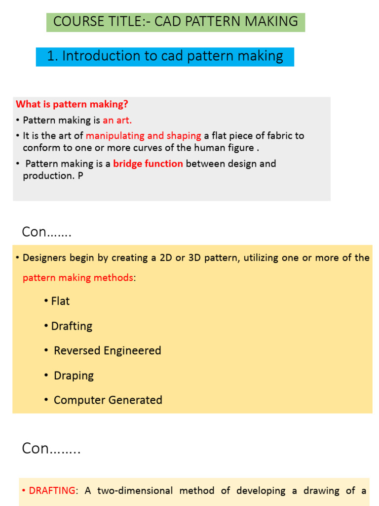 Understanding CAD Pattern Making Techniques | PDF | Computer Aided Design
