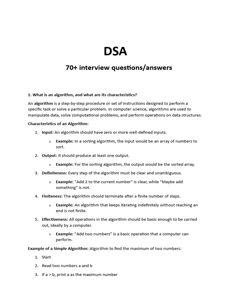 DSA Interview Questions & Answers Guide | PDF | Time Complexity ...