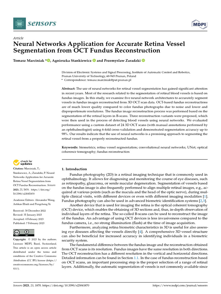 Neural Networks for Retina Vessel Segmentation | PDF | Retina | Image ...
