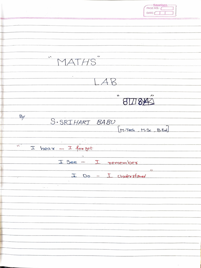 Maths Lab Book | PDF