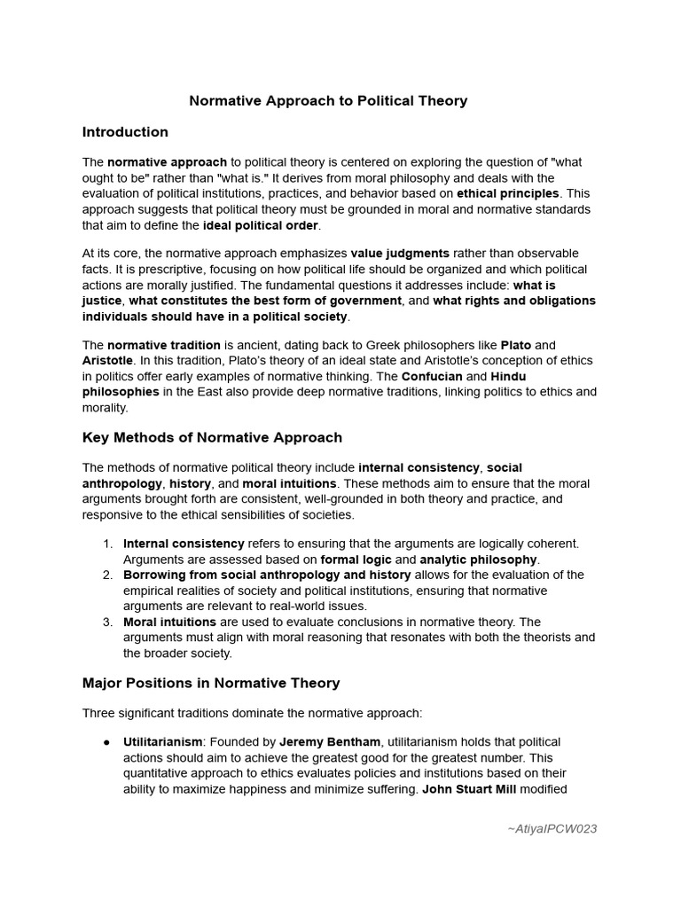 Normative Political Theory Explained | PDF | Utilitarianism | Political ...